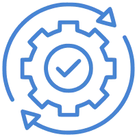 Blue cogwheel with circular arrows