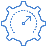 Mechanical gear symbol with arrow
