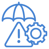 Umbrella with gear and warning icon