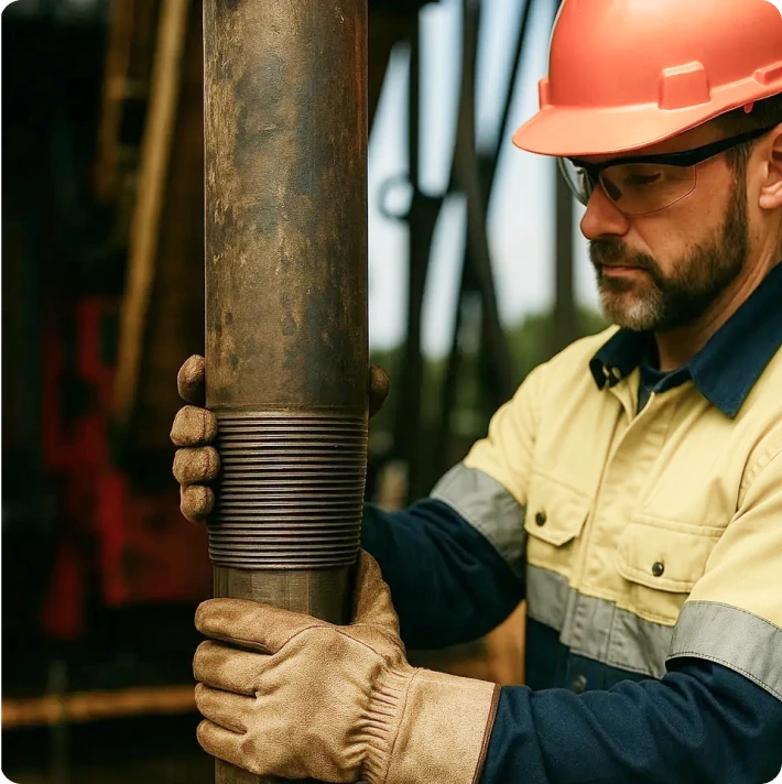 Man wearing hard hat and gloves