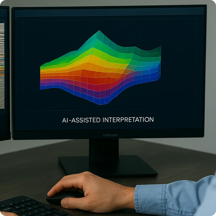 Colorful 3D graph display on monitor