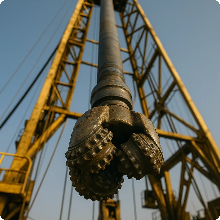 Oil rig drill bit structure.